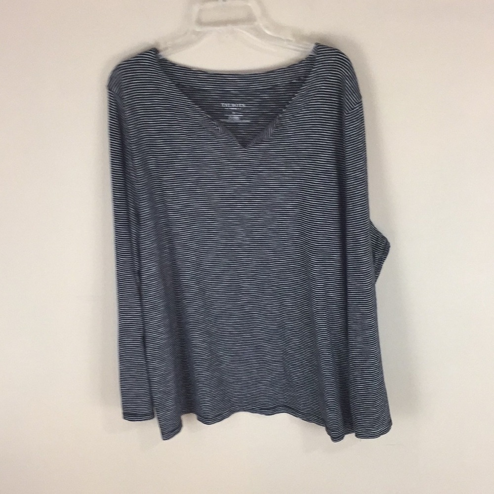 Talbots Factory Striped Split Neck Top Plus Size 3X